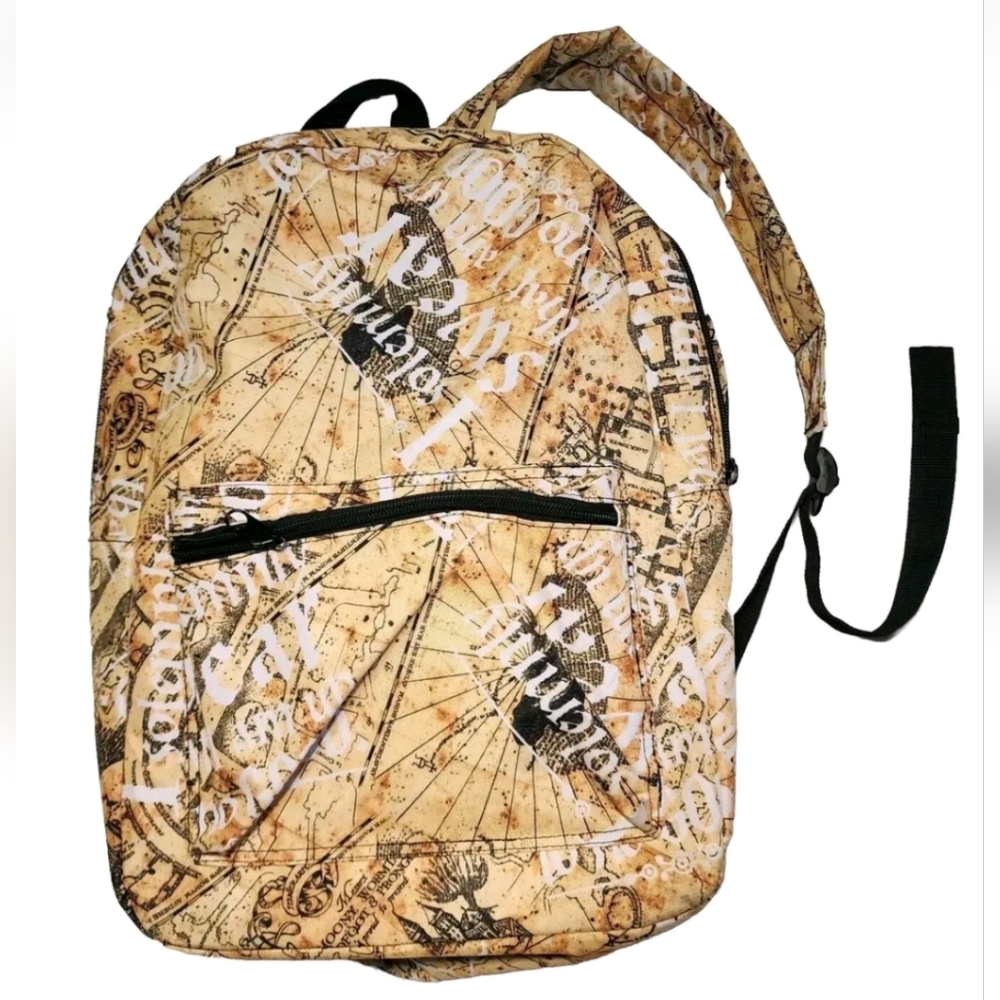 Harry Potter Wizard Marauders Map I Solemnly Swear Hogwarts Backpack Bag EUC